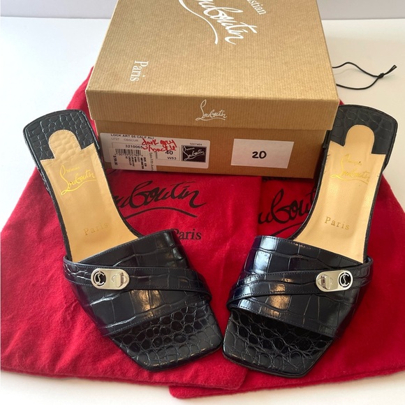 Christian Louboutin Shoes - Christian Louboutin Lock Art 55 Mule Sandal Blue Size EU 40/US 10